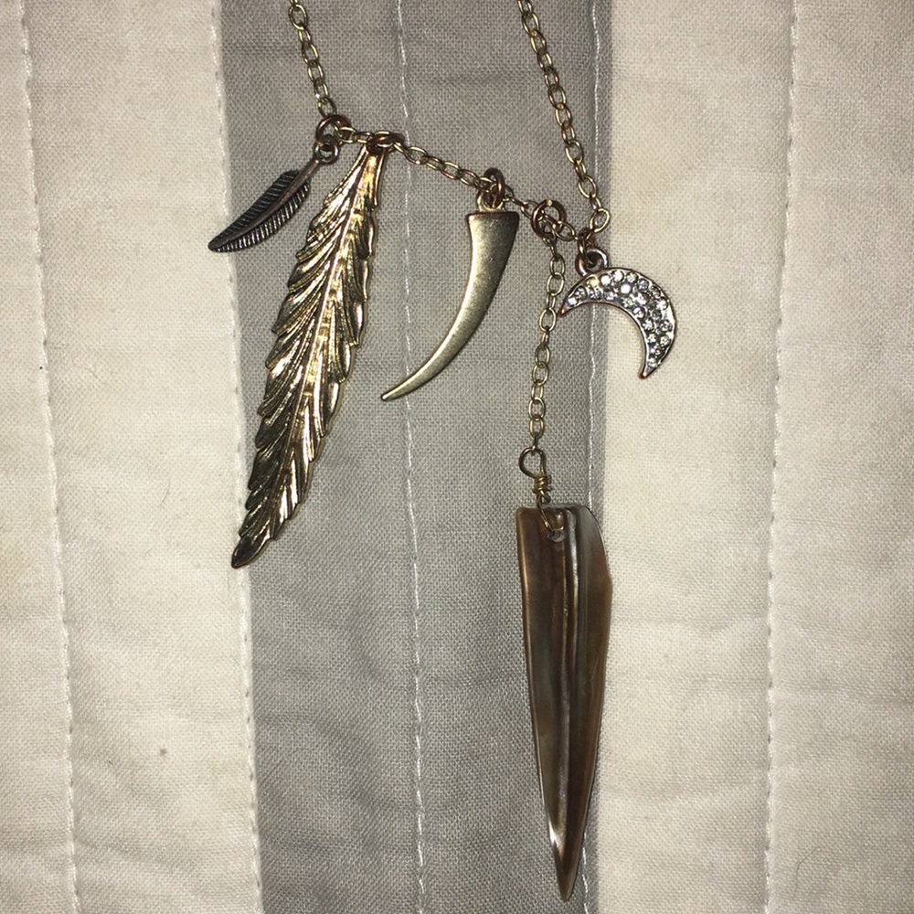 Long gold necklace
